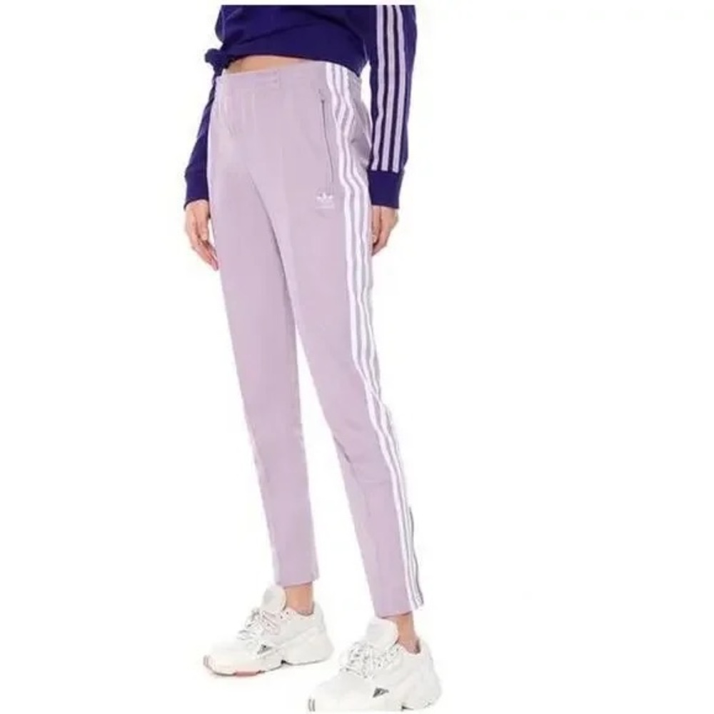 adidas Lavender Track Pants with White 3-Stripes